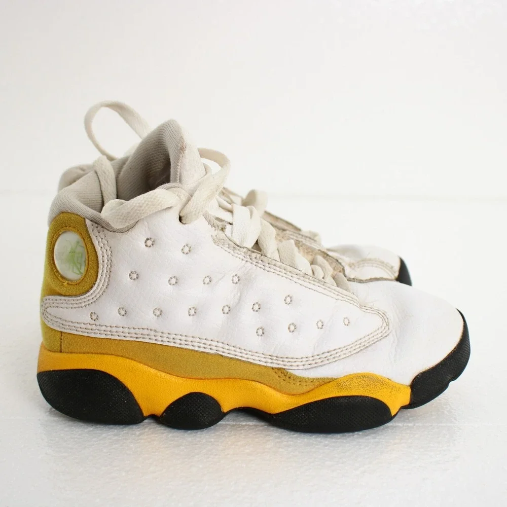 Nike Air Jordan 13 Retro Del Sol Shoes Sneakers White Yellow DJ3005-167 Kids 13C